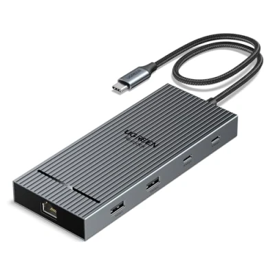 Immagine di UGREEN Revodok Pro 2102 10Gbps Docking Station USB C Doppio HDMI 4K 60Hz Hub Ethernet Gigabit PD 100W Adattatore a 3.2 Lettore Schede SD Compatibile con MacBook Air M3 M2 M1