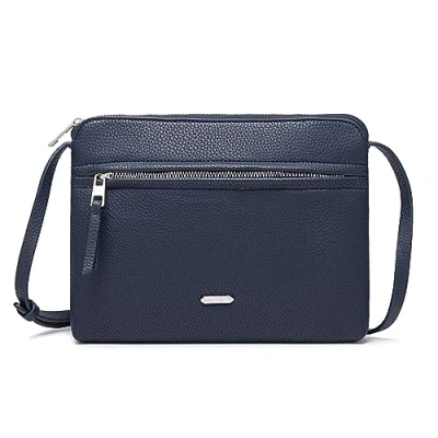 Immagine di David Jones Borsa a tracolla da donna piatta piccola borsetta indossata spalla in similpelle PU classica elegante città 2 scomparti per telefono Shopping viaggio, blu,