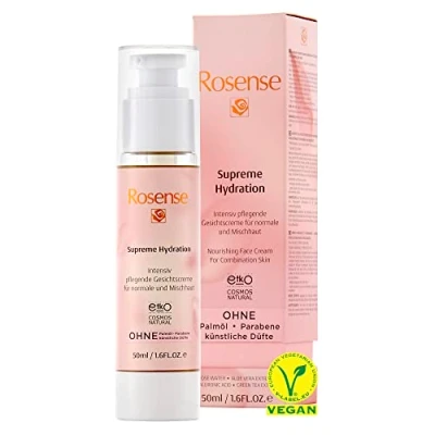 Immagine di Rosense Supreme Idration crema viso intensa nutriente per pelli normali e miste, idratante vegana 50 ml
