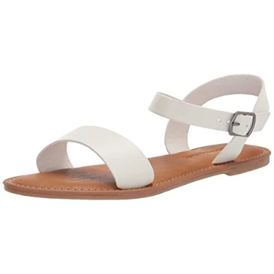 Immagine di Amazon Essentials Sandali con Fibbia e Due Cinturini Donna, Bianco, 41 EU
