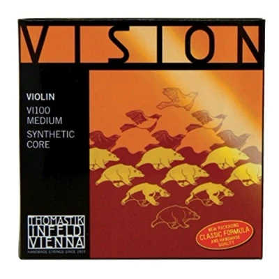 Immagine di Thomastik corda per violino 1/16 Vision Re nucleo sintetico, rivest. pure argento, media