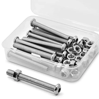 Immagine di (20 Set) M6 x 40mm Kit di Viti Bulloni a Brugola e Dadi in Acciaio Inox 304,Vite testa Bottone cilindrica con esagono incassato