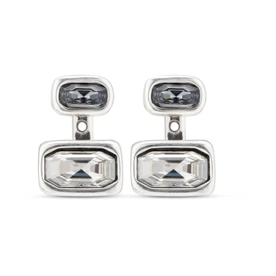 Immagine di UNOde50 Orecchini multiposizione in lega di metallo, placcatura argento Sterling, Cristalli grigi e bianchi, Gioielli fatti a mano