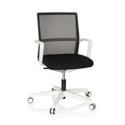 Immagine di HJH Office 608904 Sedia da ufficio professionale MOVE TEC NET 3D in tessuto/tessuto di maglia bianco/nero, per una seduta dinamica e sana