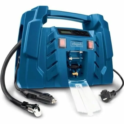 Immagine di Scheppach compressore Airforce 5 con display digitale, connettore da 12 V/230 V, per auto/auto, portatile, pressione di esercizio 8 bar, 150 W, potenza aspirazione 36,5 l/min, accessori