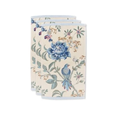 Immagine di Pip Studio Set di 3 asciugamani per ospiti Secret Garden, colore bianco blu, dimensioni 30 x 50 cm