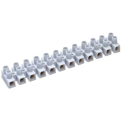 Immagine di REGLETTE Terminale 12 sezioni a Vite per Cavi elettrici Morsetti Fino 2,5 mm Collegamento di elettrodomestici, circuiti Elettronici 15A, Bianco