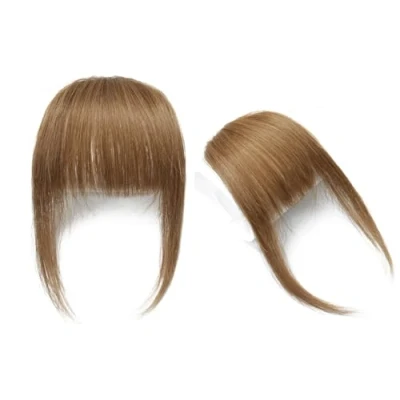 Immagine di Frangetta Piatta Clip In Frangia per Capelli Veri Estensioni Dei con Frange Aste, Colore Marrone Chiaro