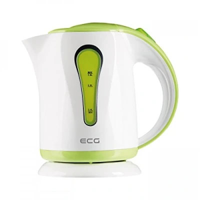 Immagine di ECG green RK 1022 Bollitore elettrico, indicatore del livello dell&#039;acqua, design in plastica di alta qualità, senza BPA, capacità 1,0 l, 900 1100 W, plastica, 1 litro, colore: Verde/Bianco