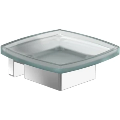 Immagine di Villeroy &amp; Boch Elements Striking Portasapone da parete in vetro satinato con supporto ottone, rettangolare, cromato