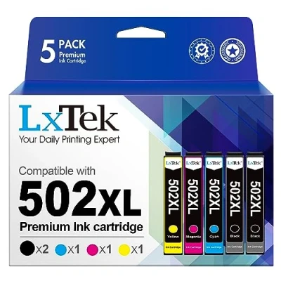 Immagine di LxTek 502XL Cartucce d&#039;inchiostro Compatibili per Epson 502 XL Workforce WF 2860 2860DWF 2865 2865DWF Expression Home XP 5105 5100 (Nero Ciano Magenta Giallo, 5 Pack)