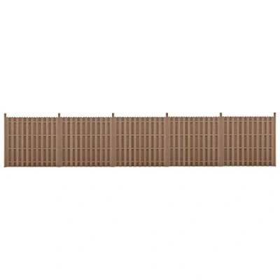 Immagine di NEU.HOLZ Steccato per Giardino Staccionata Recinzione Pannello WPC Legno Composito Set di 5 Pezzi 11 Doghe 185 x 932 cm Marrone