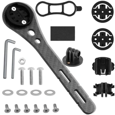 Immagine di Wenbones Supporto Integrato Ciclocomputer, Computer da Manubrio Fibre de carbone, per Ciclismo Bici Garmin Edge, TOREAD.X, Cateye, Bryton, Blackbird