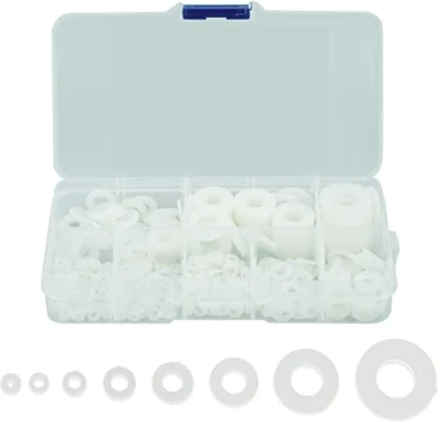 Immagine di 500 Pezzi Rondella Piatta in Nylon, Kit Piatte Guarnizione, Guarnizioni Idrauliche, Distanziatore Distanziatrice Bianco, M2/M2.5/M3/M4/M5/M6/M8/M10