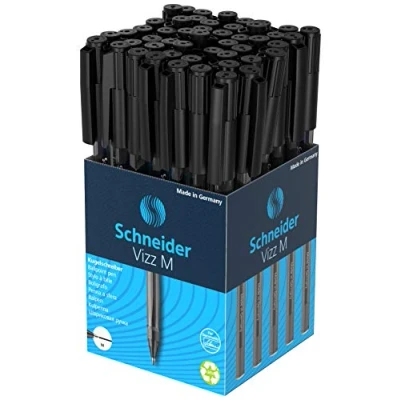 Immagine di Schneider Vizz Penna a sfera per scrittura facile e veloce, tratto M, 50 pezzi, colore: Nero