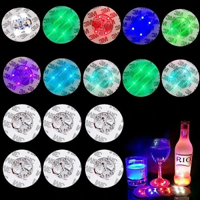 Immagine di Niziroo sottobicchieri a LED Adesivi luminosi autoadesivi: 16 LED,adesivi LED,luci adesive LED,sottobicchieri 7 colori,luci Boccali autoadesivi per caffè