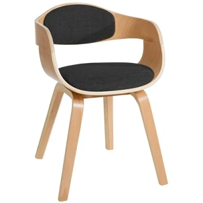 Immagine di CLP Sedia Visitatore Kingston In Tessuto I Rétro Con Braccioli Imbottita Pranzo Legno, Colore:natura/grigio scuro