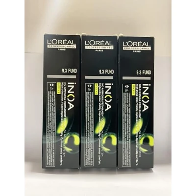 Immagine di L&#039;Oréal Professionnel Set di 3 tubetti da colorazione Inoa senza ammoniaca n. 6 biondo scuro, 60 ml
