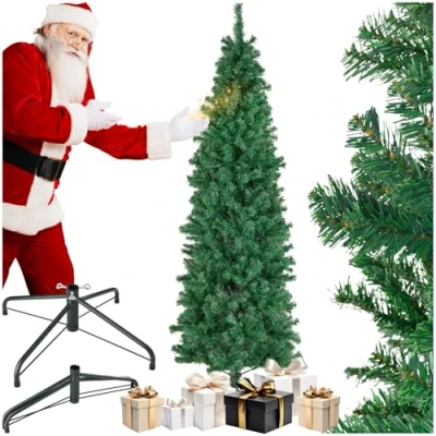 Immagine di tectake® Albero di Natale Artificiale, Realistico con Aghi in PVC, Supporto Legno, Ideale per Decorazioni Casa Moderna Verde, 200 cm / 832 punte