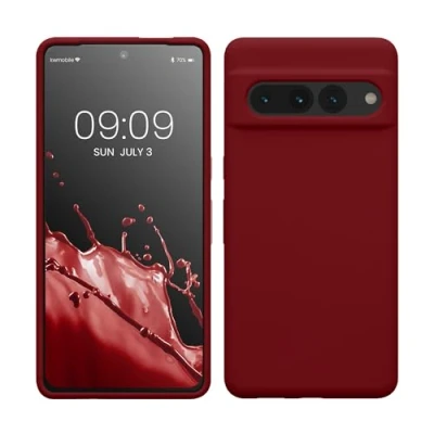 Immagine di kwmobile Cover per Google Pixel 7 Pro Custodia Back Case Smartphone in Silicone TPU Protezione Gommata rosso rabarbaro