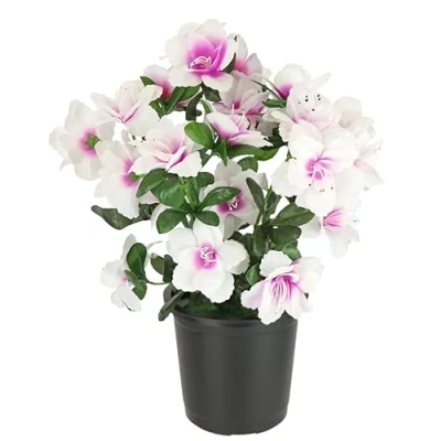 Immagine di fiori artificiali, azalee in vaso, 29 cm, rododendro, di seta, decorativi, piante pianta fiore, artificiale, decorazione da tavolo,