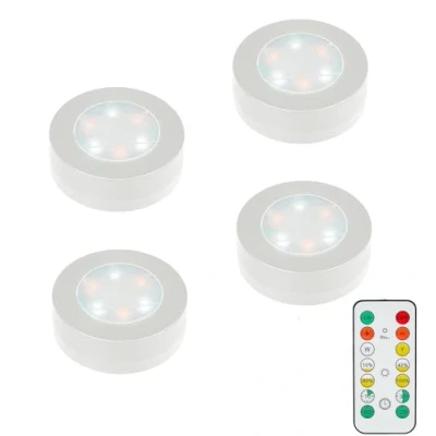 Immagine di MOUJUCHI Luci Armadio, 4 PCS Luce a Batteria Lampada con Telecomando Vetrine per Armadietto, Scale, Cucina, Corridoi, Camera (Bianco)