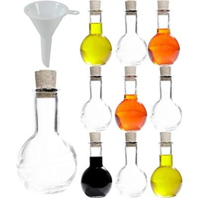 Immagine di Viva Haushaltswaren Tulipano 10 bottigliette in Vetro con Tappo Sughero, 100 ml, Idea Regalo per Gli Ospiti, Imbuto del Diametro di 5 cm