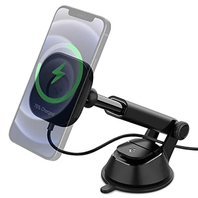 Immagine di Spigen OneTap Pro MagFit Caricatore Wireless Magnetico per Auto Progettato MagSafe Compatibile con iPhone 16 Max, Pro, Plus, 16, Serie 15, 14, 13 e 12