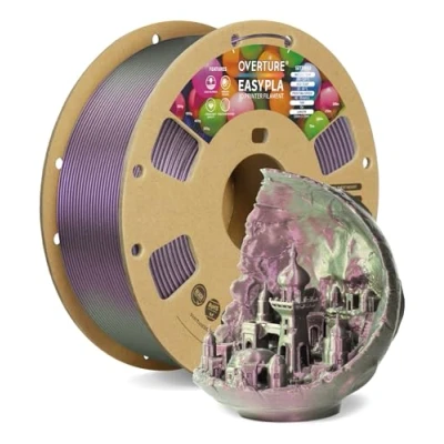 Immagine di OVERTURE Shimmer EASY PLA Filamento 1.75 mm, per Stampante 3D 1kg (2.2lb), Precisione Dimensionale +/ 0.03 Compatibile Maggior Parte delle Stampanti FDM (Shimmer Viola)