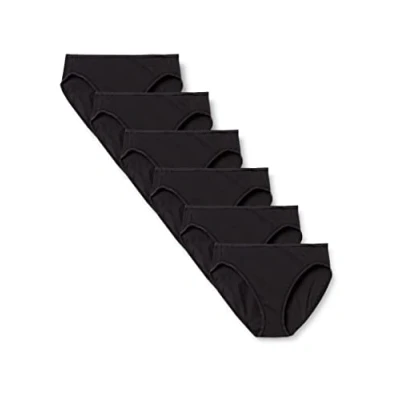 Immagine di Amazon Essentials Slip in Cotone SGAMBATO (Disponibile Taglie Forti) Donna, Pacco da 6, Nero, XL Plus