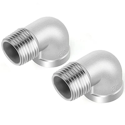 Immagine di ERGAOBOY 2 pezzi 304 connettori a gomito in acciaio inossidabile da 90 gradi, raccordi per tubi BSP 1/2 &quot;maschio 1/2&quot; femmina
