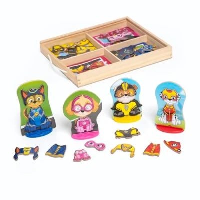 Immagine di Melissa &amp; Doug, Gioco Magnetico In Legno Paw Patrol, Chase, Marshall, Skye E Rubble, Educativo Multicolore, Regalo Bambini Bambine, Contenitore Con Coperchio Scorrevole