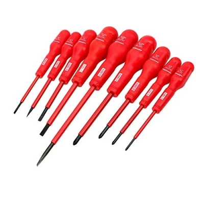 Immagine di Meichoon DF08 Set di 9 cacciaviti isolati a taglio e Phillips con punte magnetiche, 1000 Volt, per riparazioni domestiche