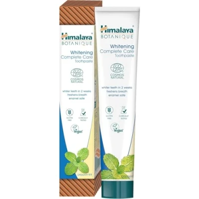 Immagine di Ecocert Cosmos Natural Certified Himalaya Botanique Whitening Complete Care Toothpaste al gusto di menta piperita Denti più bianchi e alito fresco con delicati enzimi vegetali, 75 ml
