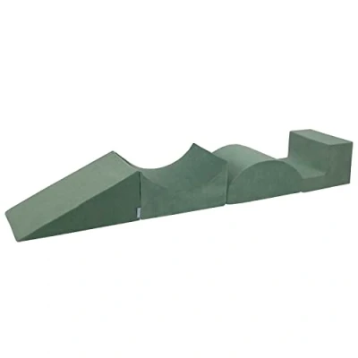 Immagine di KiddyMoon Area Di Gioco In Schiuma Per Bambini Elemento Cuneo/Rampa/Meta Rullo/Gradini, Verde Del Bosco