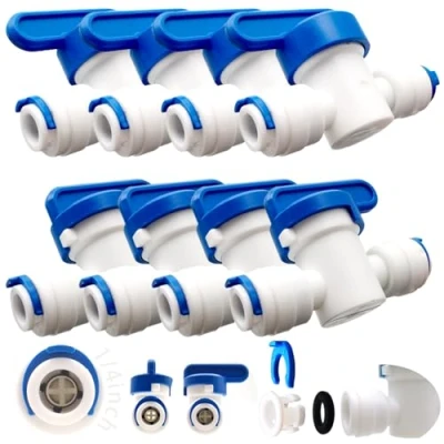 Immagine di CESFONJER 8 Pcs Raccordo Filtro Acqua Ad Osmosi Inversa valvola di chiusura Raccordi a Pressione con Distributori Ghiaccio che Utilizzano un Tubo Filtraggio dell&#039;acqua da 1/4&quot;