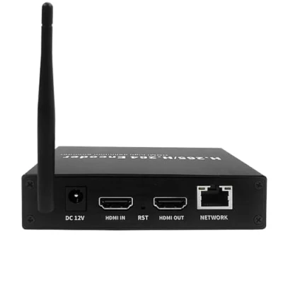 Immagine di EXVIST Codificatore video HDMI WiFi H.265 1080P 60FPS w/HDMI I/O, I/O audio, supporta HLS RTMP RTSP SRT UDP, compatibile con ONVIF/Hikvision, per Live Streaming su YouTube Facebook Vimeo ecc.