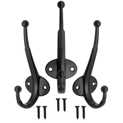Immagine di Fuxxer® 3 ganci classici per guardaroba, da parete, in ferro, 12 cm, set 3, colore: nero