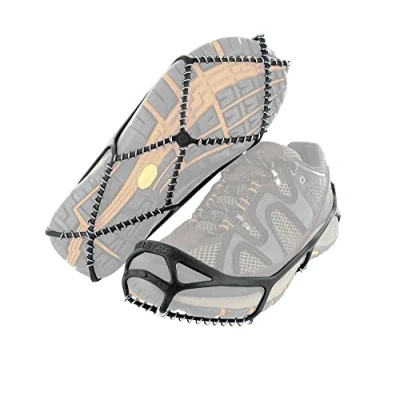 Immagine di Yaktrax Walk ghiaccio e neve per scarpe da trekking, cinturino in gomma elastica bobine acciaio 1,2 mm, fornisce trazione su neve, nero, X Small,taglia di UE 34 37