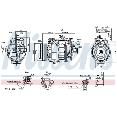 Immagine di NISSENS 890876 Compressore Aria Condizionata 7SEH17C 12 PAG 46 R 134a