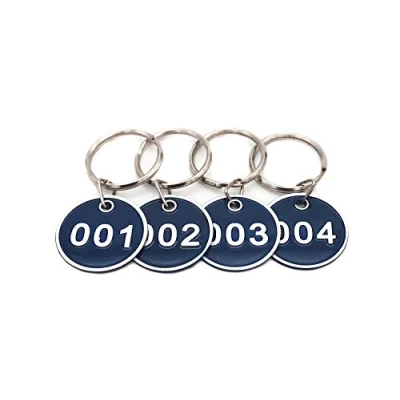 Immagine di NanTun Set di targhette portachiavi numerate in lega alluminio, con numero identificativo, 100 pezzi, Blue, 1 to