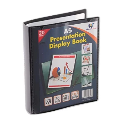 Immagine di Cartellina portadocumenti con buste in plastica trasparente, formato A5, 20 tasche, 40 pagine, confezione da 12