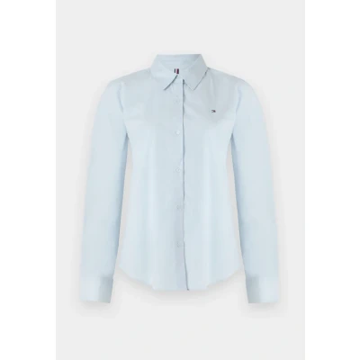 Immagine di Tommy Hilfiger Donna Camicia Poplin Regular con Colletto a Punta, Blu (Breezy Blue), 44