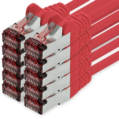 Immagine di Cavo di Rete Cat6 1m Rosso 10 x Patch LAN Cat 6 Sftp Pimf Lszh Rame 1000 Mbit s