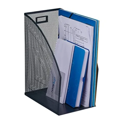 Immagine di Relaxdays Raccoglitore da Scrivania, Portadocumenti, Acciaio, Documenti A4, HLP 32 x 16 24,5 cm, Ufficio, Antracite, 100%