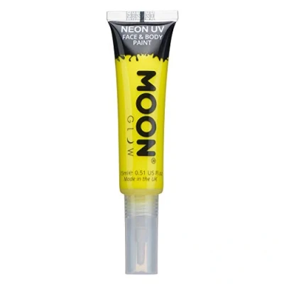 Immagine di Moon Glow Vernice UV neon per viso e corpo con applicatore a pennello, Giallo intenso, 15 ml (confezione da 1)