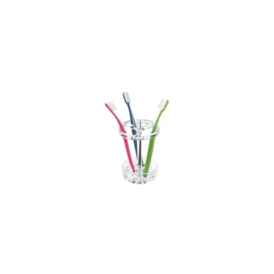Immagine di iDesign Organizer bagno con 3 vani, Grande porta spazzolino elettrico e manuale, Portaspazzolino in plastica anche per pennelli trucco, trasparente