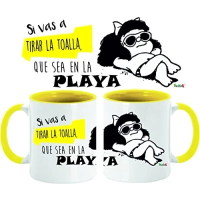 Immagine di Tazza Mafalda Non gettare l&#039;asciugamano. in ceramica da 350 ml