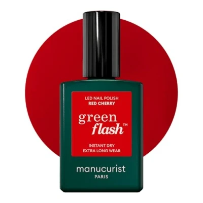 Immagine di Manucurist Smalto semipermanente rosso Green Flash Poppy Red per unghie gel 12 free, bio based (84%) Made in France 15 ml
