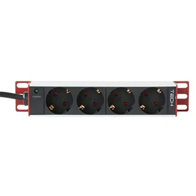 Immagine di Techly Professional 106909 Multipresa 4 Posti da Rack 10&quot; Spina Schuko Angolata 1U Nero/Argento